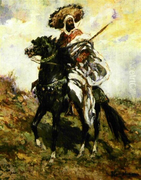 Cavalier Marocain Oil Painting by Gustave Flasschoen