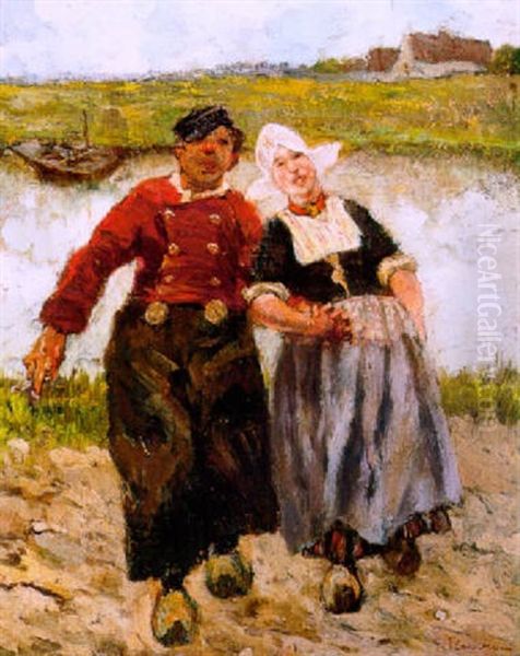 Volendams Paar Oil Painting by Gustave Flasschoen