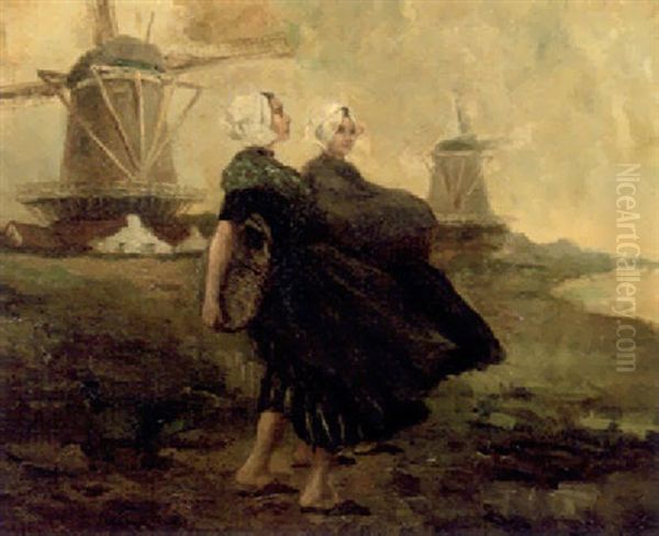 Girls From Zeeland Oil Painting by Gustave Flasschoen