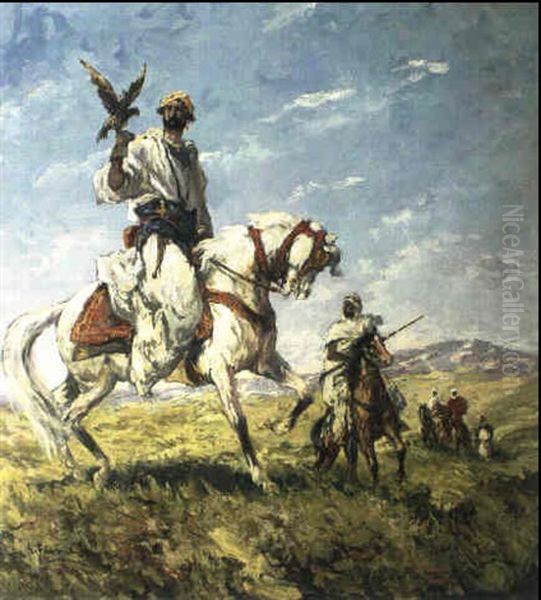 La Chasse Au Faucon Oil Painting by Gustave Flasschoen