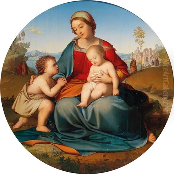 Madonna With Child Oil Painting by Johann Gebhard Flatz