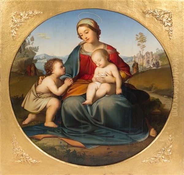 Madonna With Child And John The Baptist As A Boy Oil Painting by Johann Gebhard Flatz