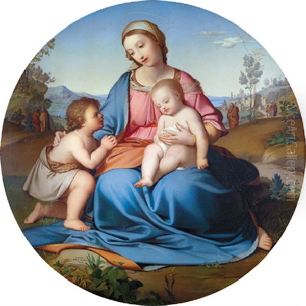 Madonna Mit Kind Und Johannesknaben Oil Painting by Johann Gebhard Flatz