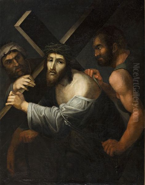 Cristo Camino Del Calvario Oil Painting by Josep Bernat Flaugier