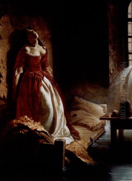 Princess Tarakanova In The Ketropavlovsk Fortress At The Time Of The Flood Oil Painting by Constantin Dmitrievitch Flavitsky