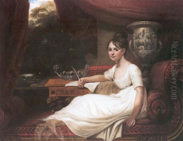 Portrait Of Eleanor Porden, Lady Franklin Oil Painting by Mary Ann Flaxman