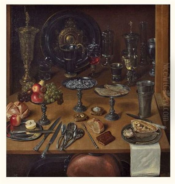 Nature Morte Aux Pieces D Orfevrerie Oil Painting by Georg Flegel