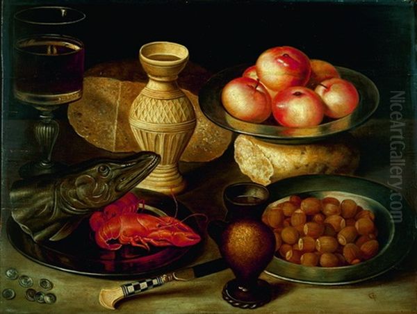 Nature Morte Avec La Tete De Brochet Oil Painting by Georg Flegel