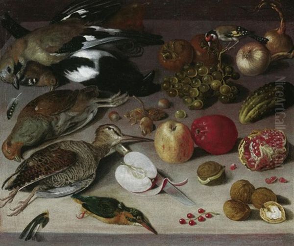 Stilleben Mit Fruchten Und Vogeln Oil Painting by Georg Flegel