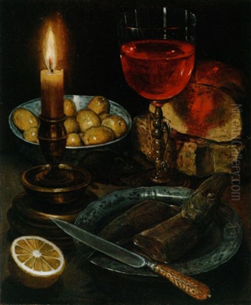 Stilleben Mit Kerze, Fisch Und Maus Oil Painting by Georg Flegel