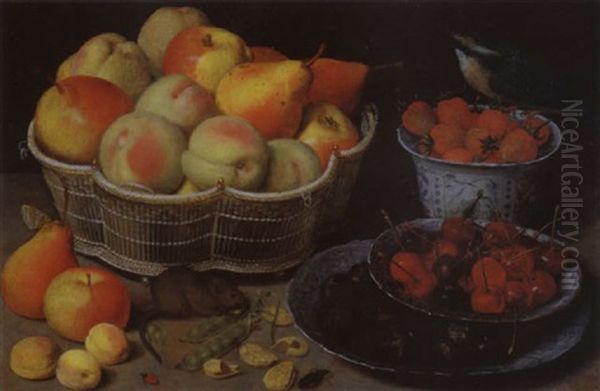 Stilleben Mit Obst, Maus Und Eisvogel Oil Painting by Georg Flegel