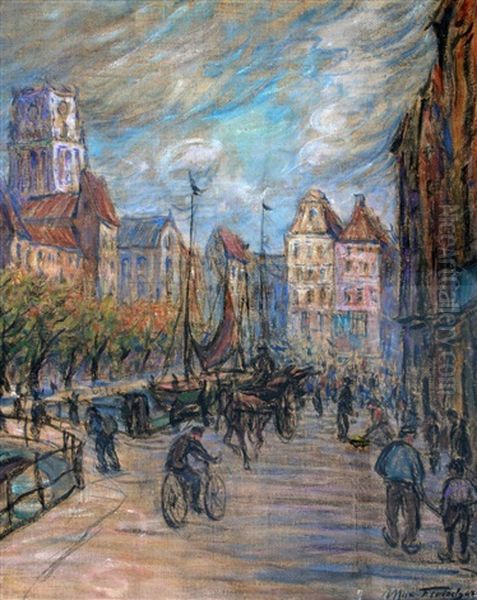 Rotterdamse Straat Met De Laurenskerk Oil Painting by Max Fleischer