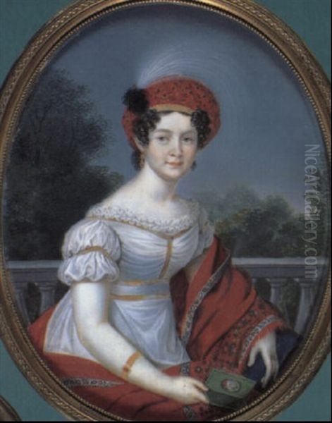 An Extremely Fine Portrait Of Catherine Paulovna, Grand     Duchess Of Russia, Queen Of Wiirttemberg (1788-1819), Oil Painting by Friedrich Fleischmann