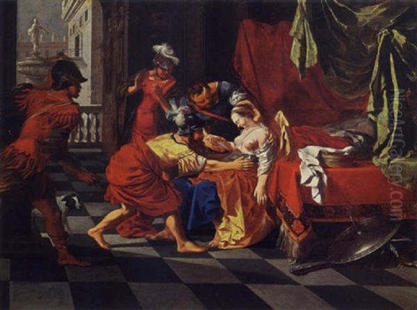 The Death Of Lucretia Oil Painting by Bertholet I Flemal