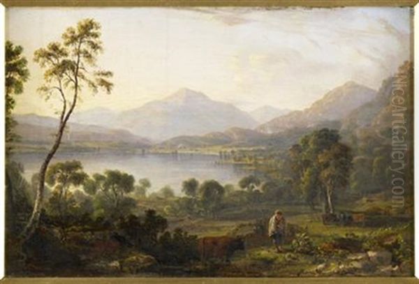 Loch Vennacher (+ Loch Earn; Pair) Oil Painting by John Fleming