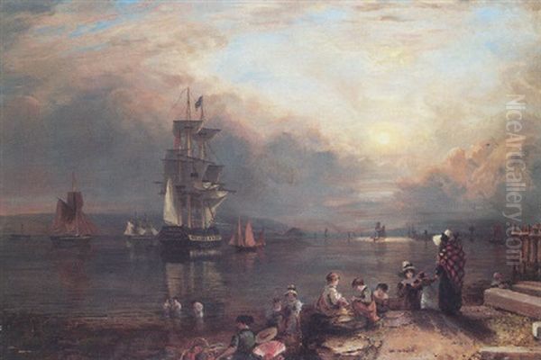 The Clyde From Greenock Toward Dumbarton Oil Painting by John Fleming