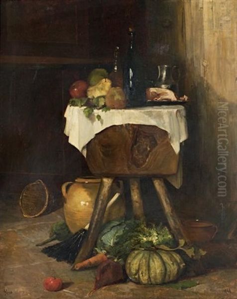 Interieur De Cuisine Aux Fruits Oil Painting by Camille Flers