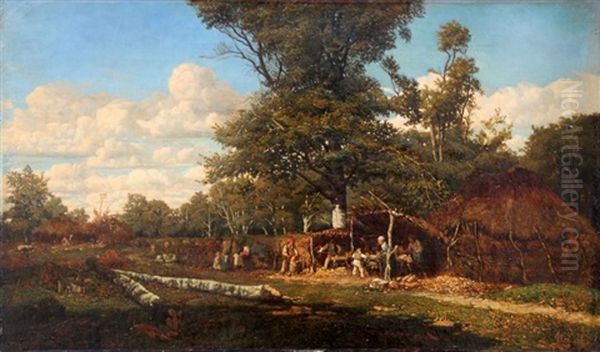 Le Bucheron Et Sa Famille A L'oree De La Foret Oil Painting by Camille Flers