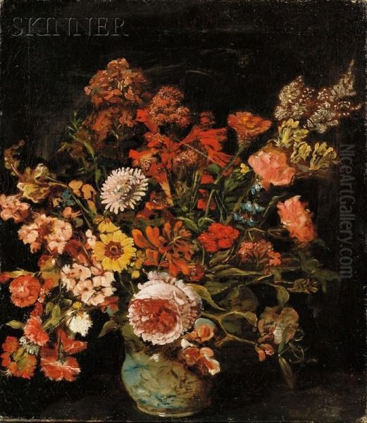 Bouquet Of Flowers Oil Painting by Karl Christian Aubel