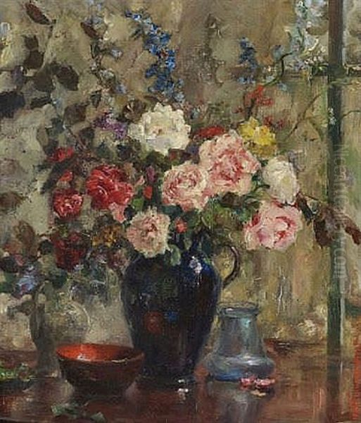 Blumenstillleben Oil Painting by Luma Von Flesch-Brunningen