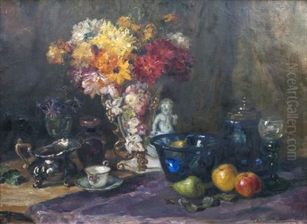 Stilleben Mit Blumenstraus Oil Painting by Luma Von Flesch-Brunningen