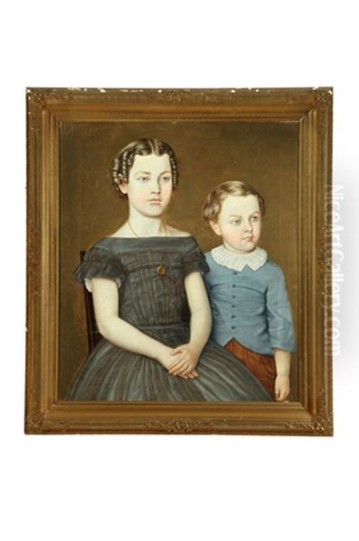 Portrait Of Two Children Oil Painting by Aaron Dean Fletcher