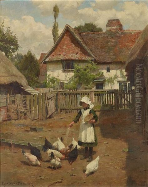 Feeding Time Oil Painting by Blandford Fletcher