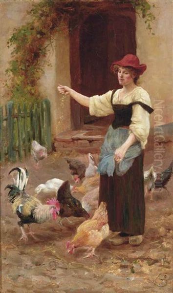 Feeding Time Oil Painting by Blandford Fletcher