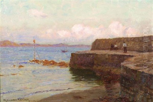 The Cobb, Lyme Regis Oil Painting by Blandford Fletcher