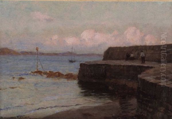 The Cobb, Lyme Regis Oil Painting by Blandford Fletcher