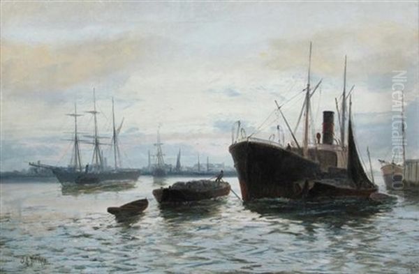 The Pool Of London Oil Painting by Edward Henry Eugene Fletcher