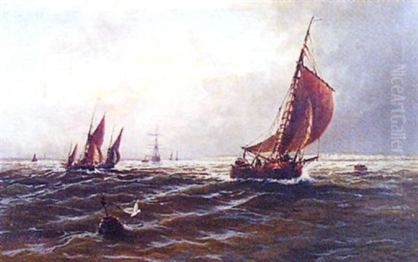 Fishing Boats Oil Painting by Edward Henry Eugene Fletcher