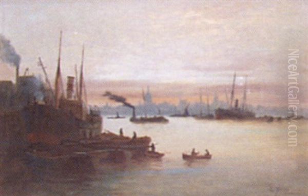 On The Thames At Wapping by Edward Henry Eugene Fletcher