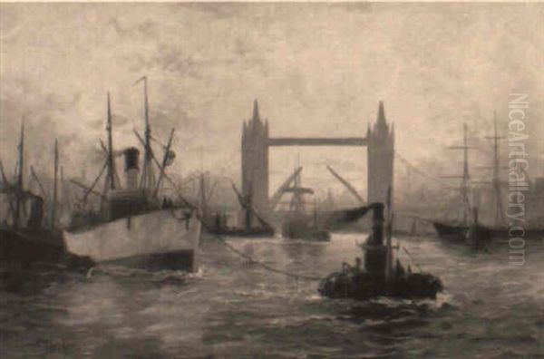 Tower Bridge Oil Painting by Edward Henry Eugene Fletcher