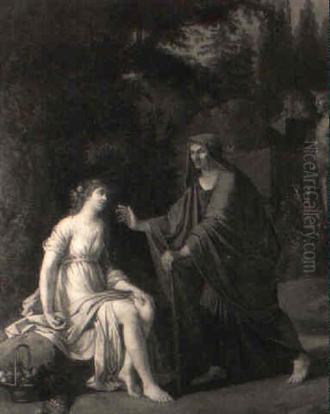 Vertumnus Und Pomona In Einem Park Oil Painting by Antoine-Claude Fleury