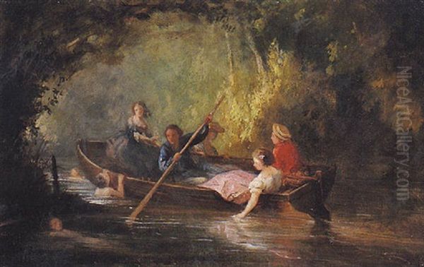 La Promenade En Barque Oil Painting by Auguste-Antoine Fleury