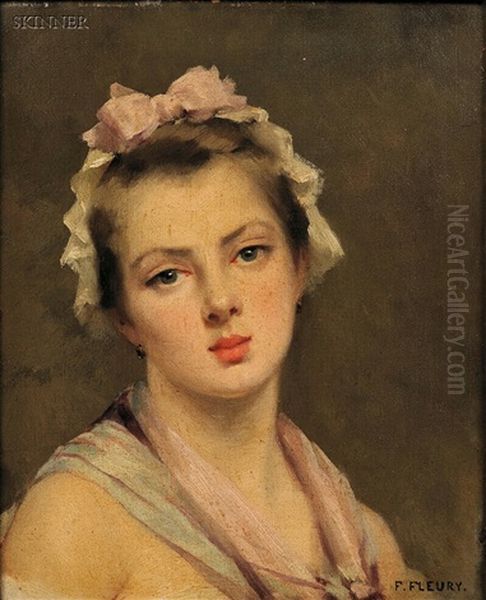 Head Of A Young Woman Oil Painting by Fanny Laurent Fleury