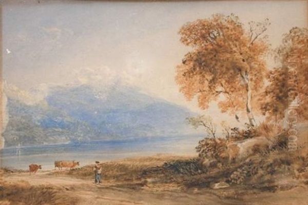 Deux Jeunes Bretonnes Devant La Mer Oil Painting by Fanny Laurent Fleury