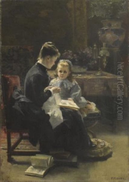 Femme Et Enfant Oil Painting by Fanny Laurent Fleury