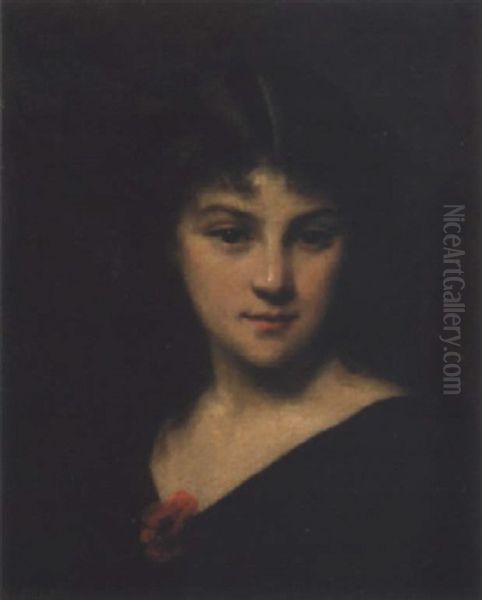 Portrait De Jeune Fille Oil Painting by Fanny Laurent Fleury