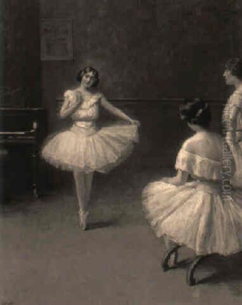 Ballerinas In A Studio Oil Painting by Fanny Laurent Fleury