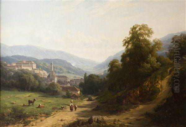 Paysage De Montagne Oil Painting by Francois Antoine Leon Fleury