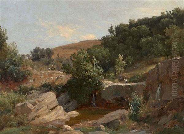 Paysage D'italie Oil Painting by Francois Antoine Leon Fleury