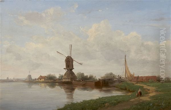 Paysage Au Moulin Oil Painting by Francois Antoine Leon Fleury