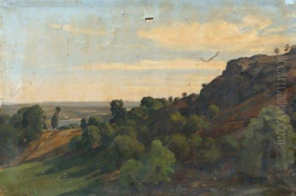 Paysage Aux Rochers Dominant Une Riviere Dans Le Limousin Oil Painting by Francois Antoine Leon Fleury