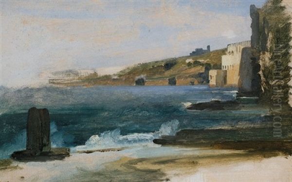 Cote Du Pausilippe Oil Painting by Francois Antoine Leon Fleury