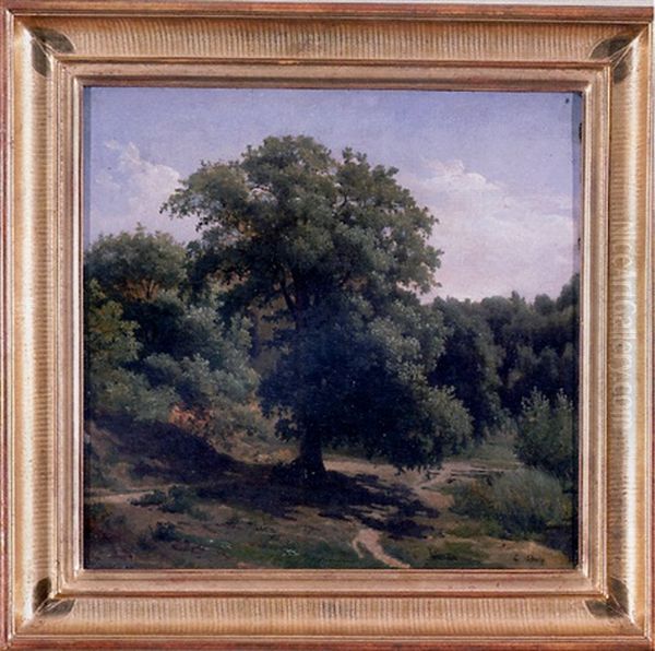 View Of A Forest Path, Fontainebleau Oil Painting by Francois Antoine Leon Fleury