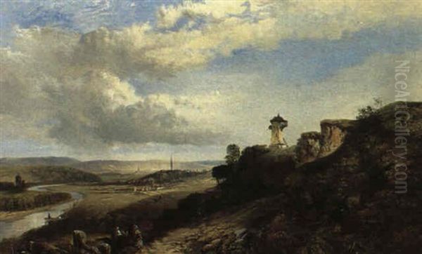 Paysage Au Moulin Oil Painting by Francois Antoine Leon Fleury