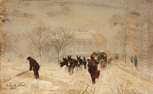 Paysage Sous La Neige Oil Painting by August Emile Flick