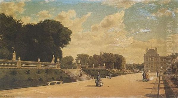 Jardin Du Luxembourg Oil Painting by August Emile Flick